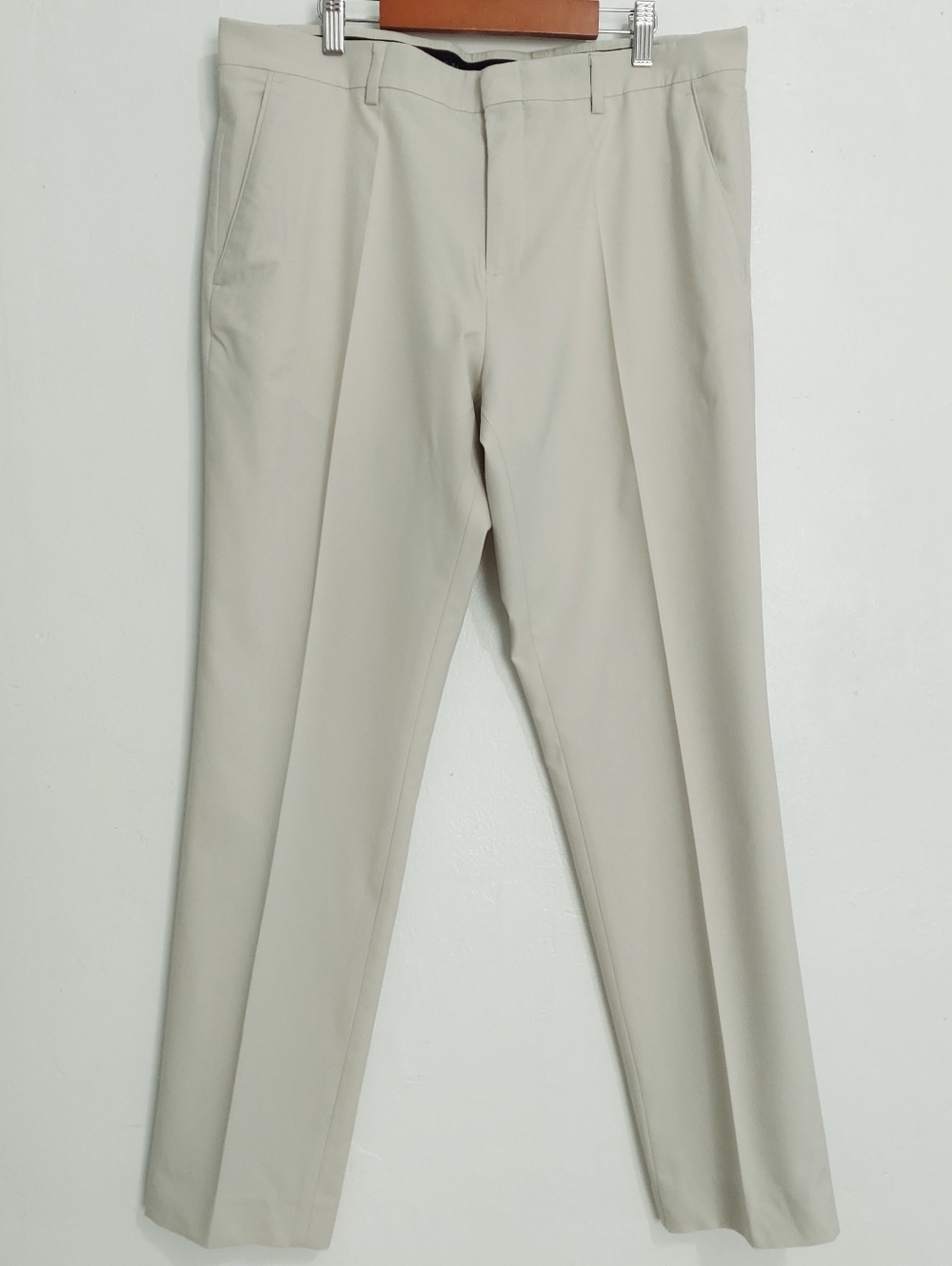 Perry Ellis Portfolio Men's Dress Pants Beige 33x30 Flex Stretch Flat Front Used